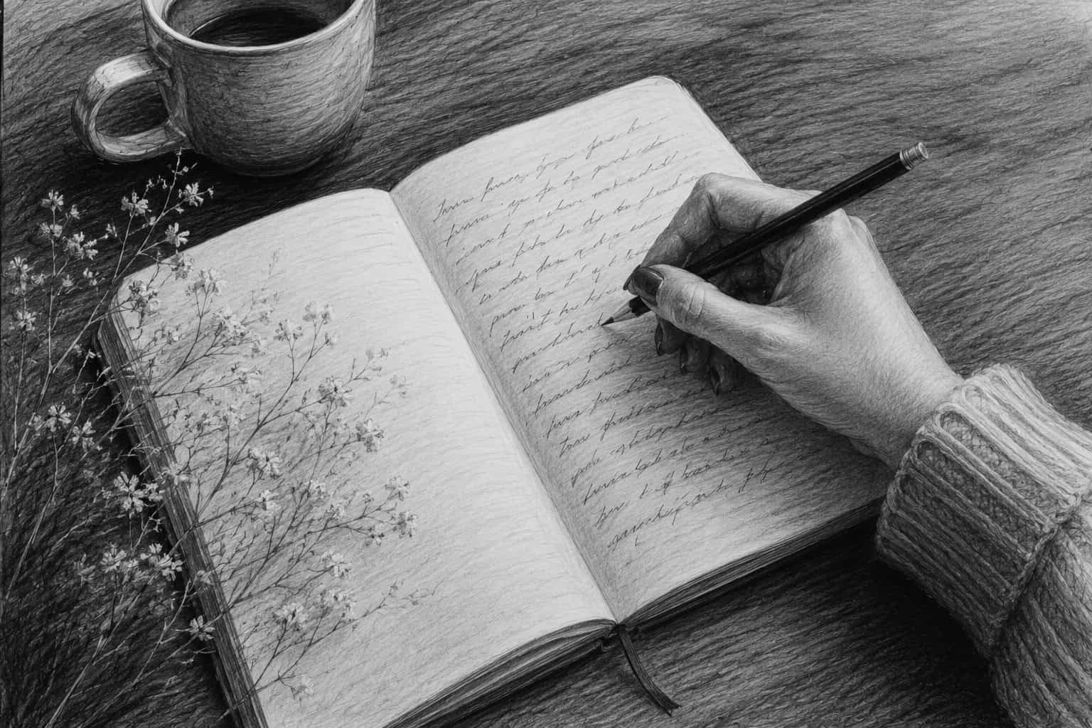 A woman writing by hand, a caregiver of a child with reactive attachment disorder finding words between the storms