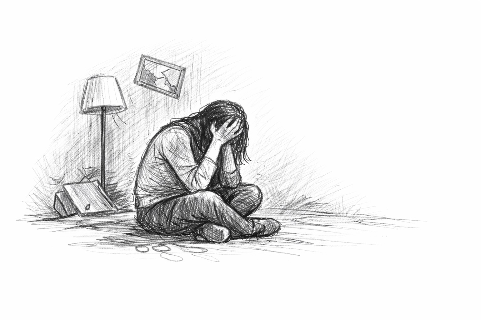 Stressed parent surrounded by household chaos representing burnout from parenting a child with reactive attachment disorder