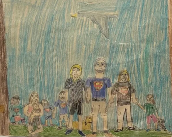 Lawrence and Cherri's adopted daughter created this drawing at age 9 during what Cherri describes as "the calm before the storm." The adopted children were reunited after three years in foster care, unaware of the challenges that lay ahead at that time.